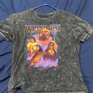 WWE WrestleMania Black Tee with Purple and Orange Design